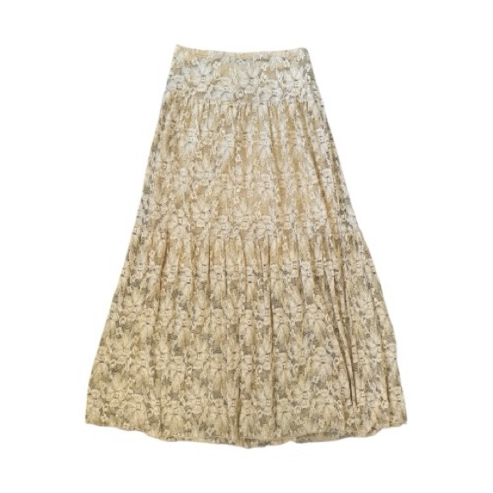 Vintage NWT Body Central Elegant Boho Cottagecore Prarie Cream Floral Maxi Skirt